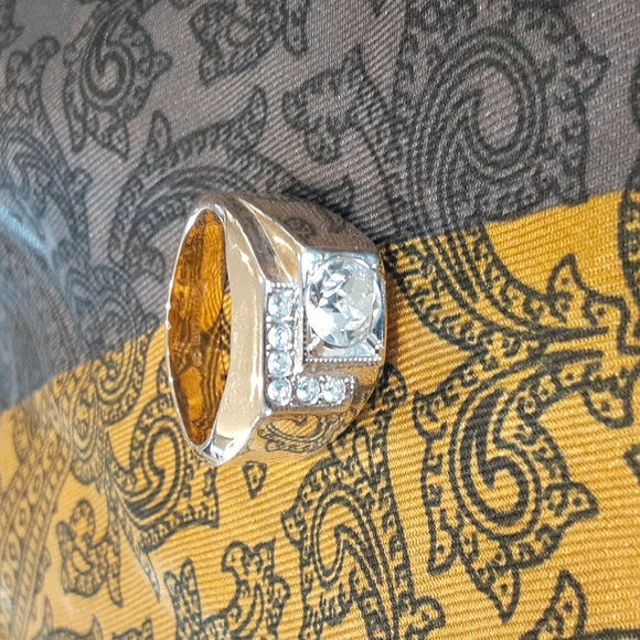 Vintage Hge Gold-plated CZ Men's Ring size 9